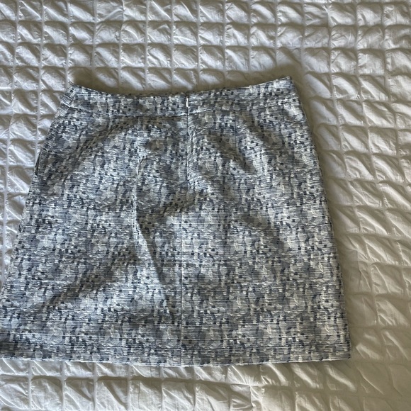 LOFT  blue white Mini A-Line Skirt Cocktail - Picture 5 of 8